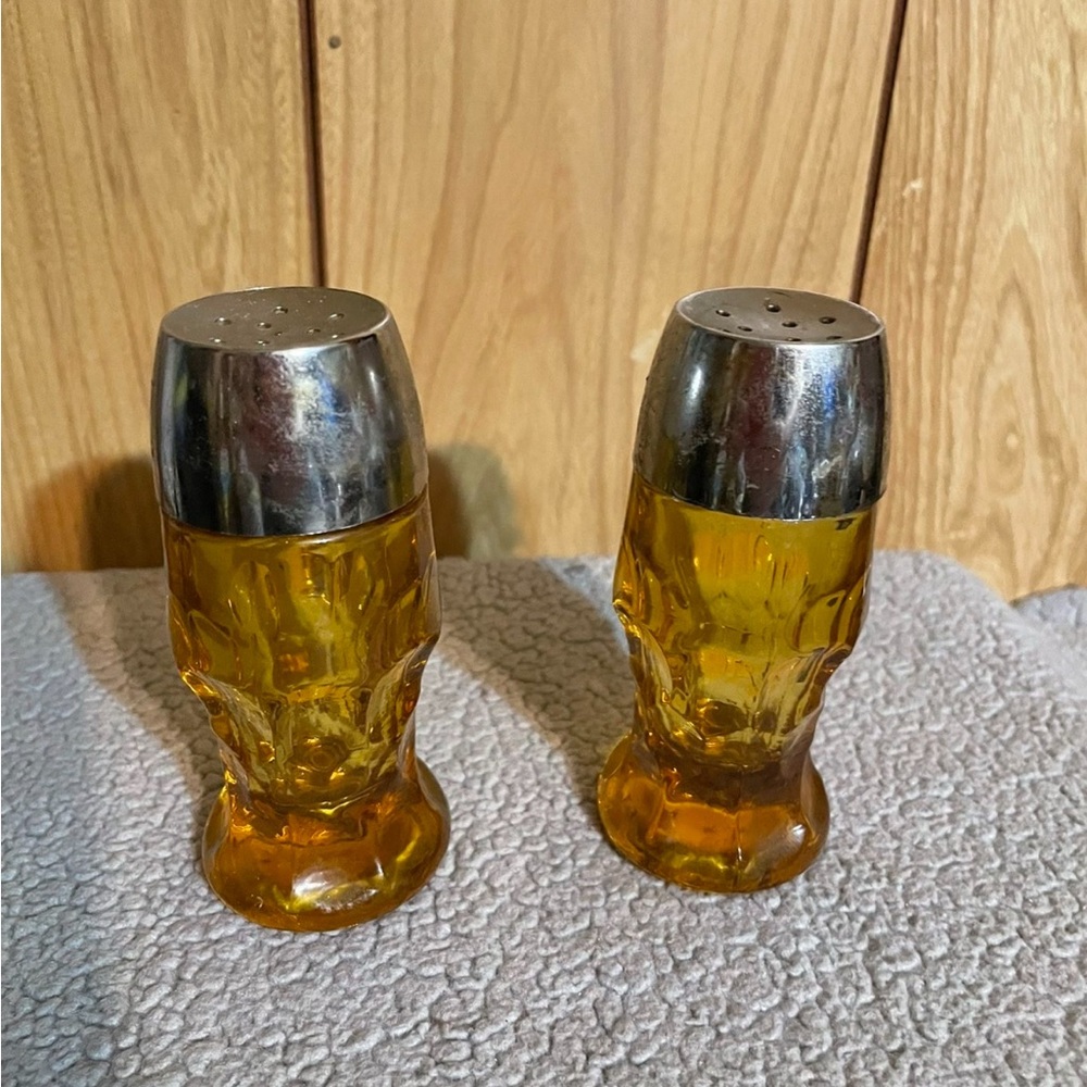 Amber Glass Salt and Pepper Shakers